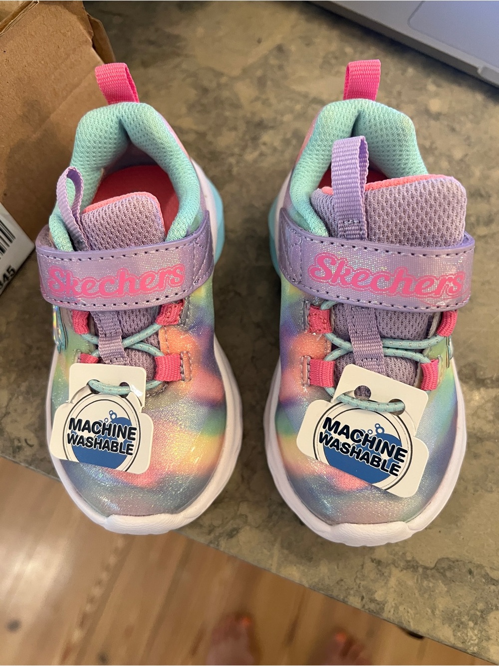 Skechers Kids Pastel Rainbow Light-Up Sneakers - Pink, Purple, Teal